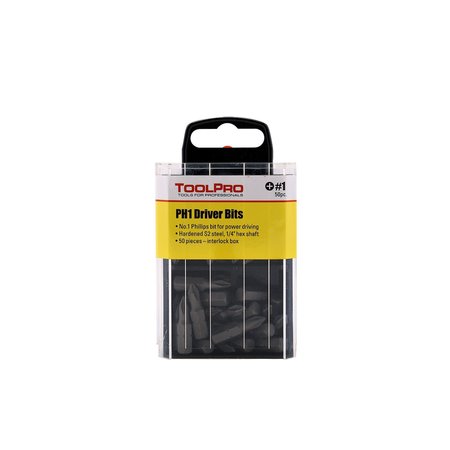 TOOLPRO 1 Phillips Bit Tips in Interlocking Storage Box 50Pack, 50PK TP60610